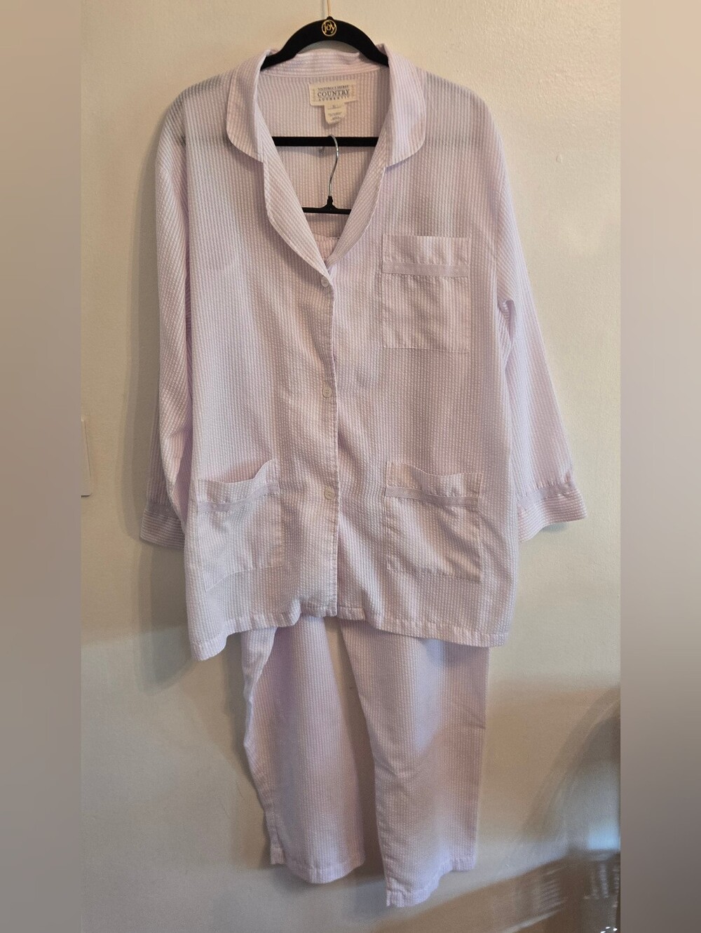 VTG 90s Victoria's Secret Country Authentic Lavender Seersucker Pajama Set